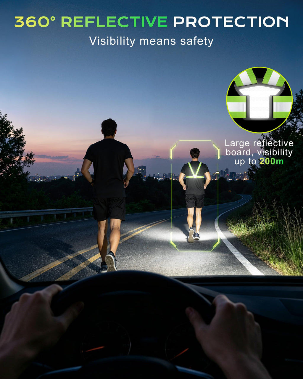 Viccux 500LM & 360° Visibility Running Lights for Runners with Waist Pack