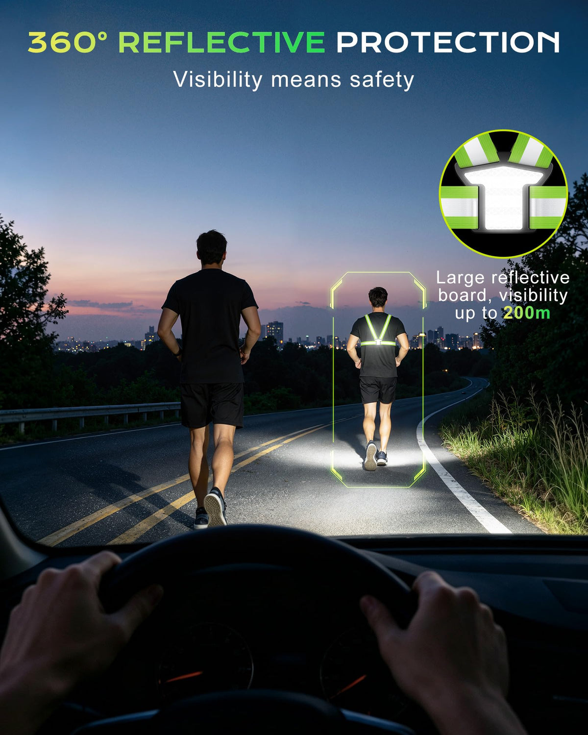 Viccux 500LM & 360° Visibility Running Lights for Runners with Waist Pack