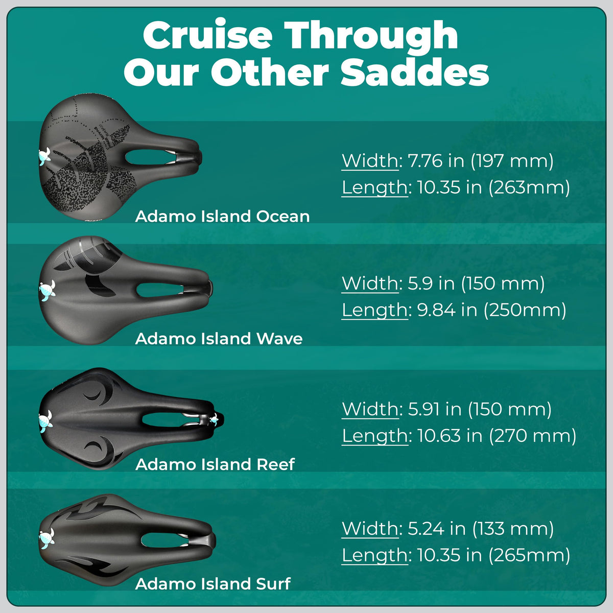 Adamo Island Comfort Saddle for E-Bikes & Spin Bikes