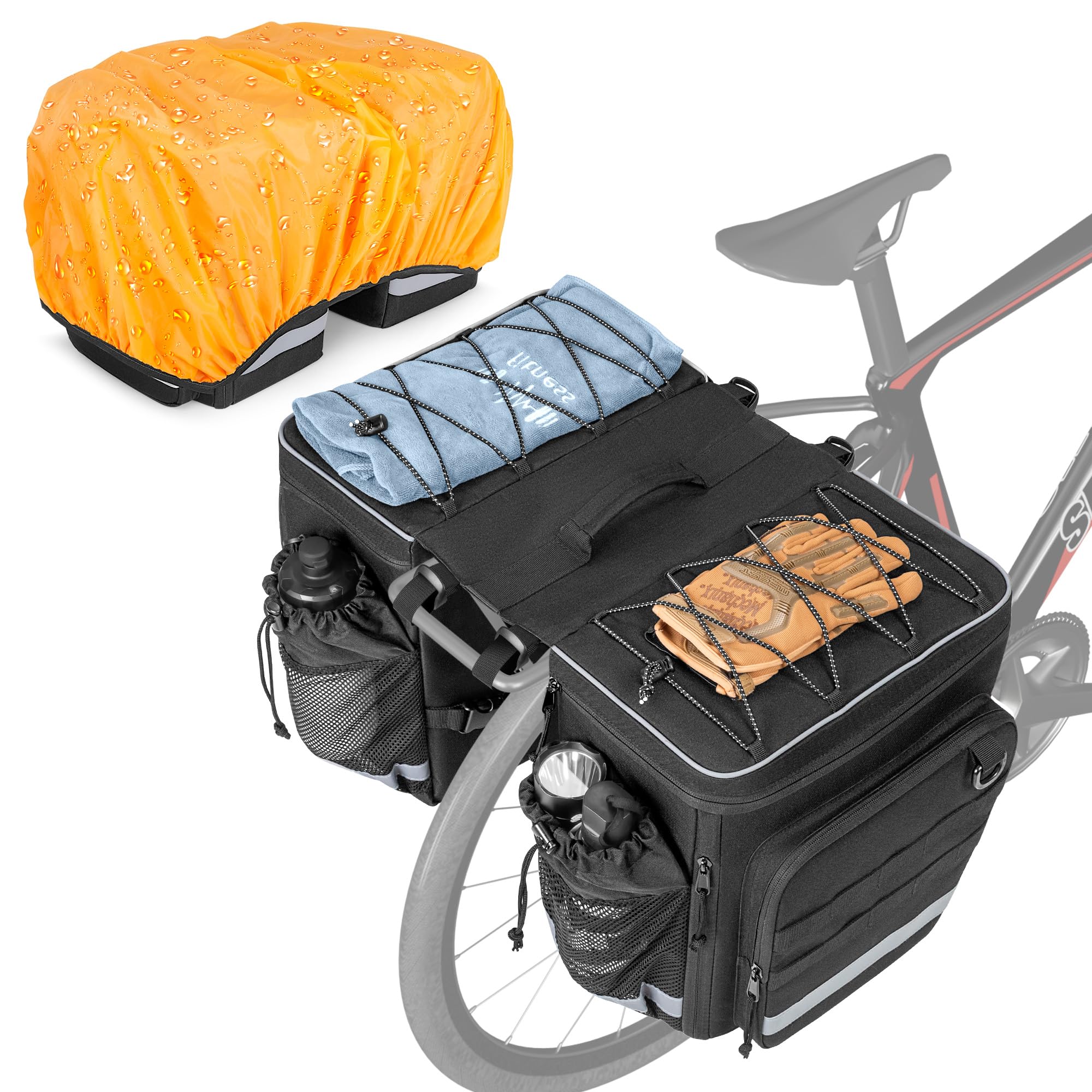 Marscamd Bike Panniers with Rain Cover, 35L Rear Rack Bike Bag