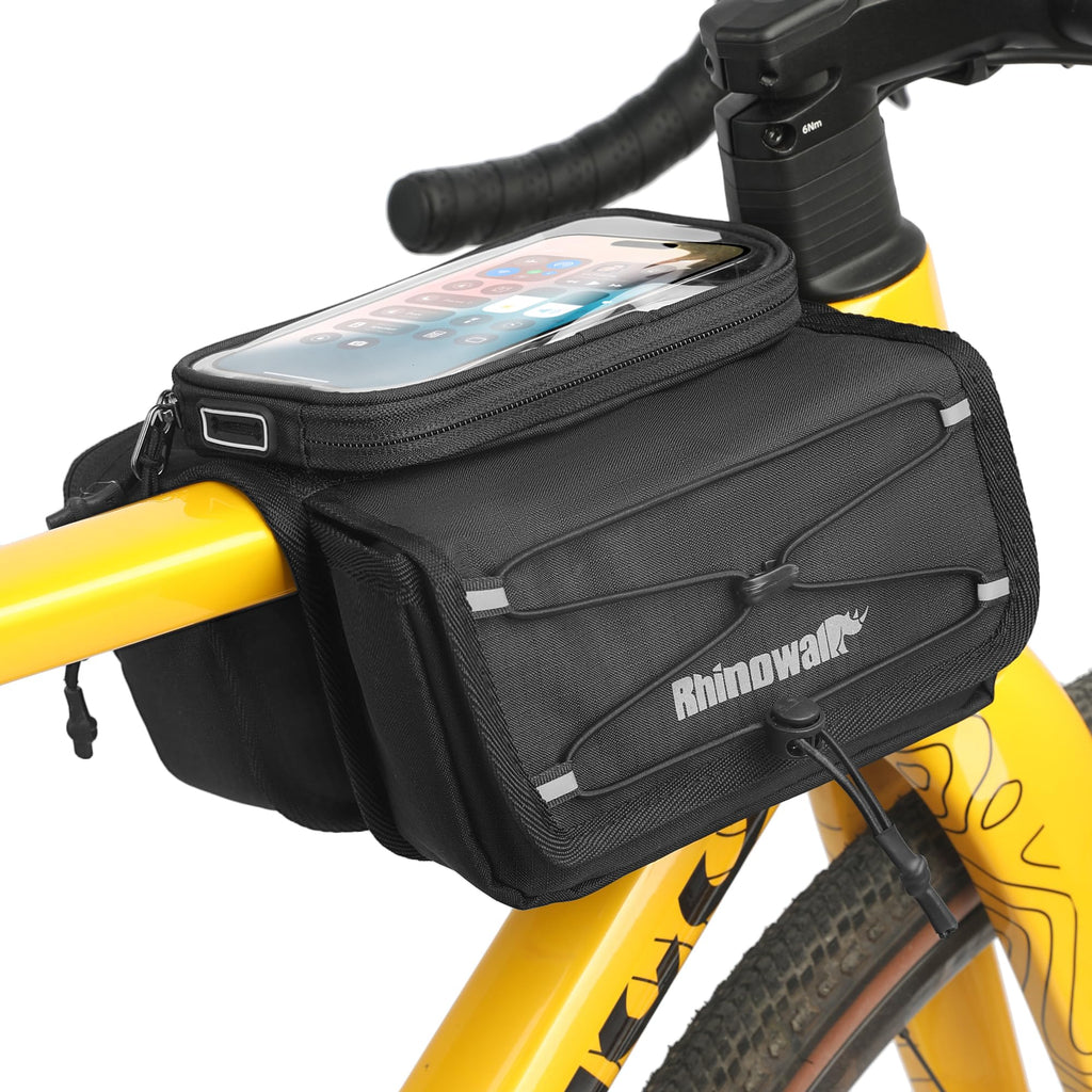Rhinowalk Bike Front Frame Bag Bicycle Top Tube Frame Storage Waterproof Bicycle Handlebar Bag Fit Smartphone Professional Cycling Accessories