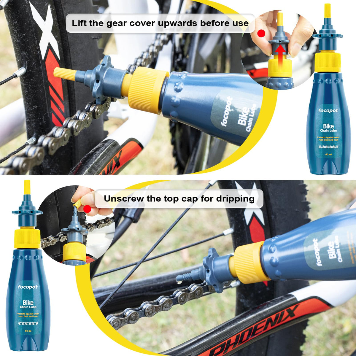 focopot Bike Cleaning Kit with Bike Chain Degreaser,Scrubber,Lube