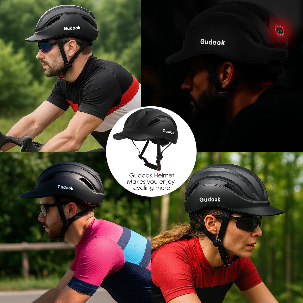 Adult Bike Helmet for Men - Women Bicycle Helmet with LED Rear Light - Certified Comfort Adjustable Baseball Cap Style Cycling Helmets for Urban Commuter Road Biking Scooter