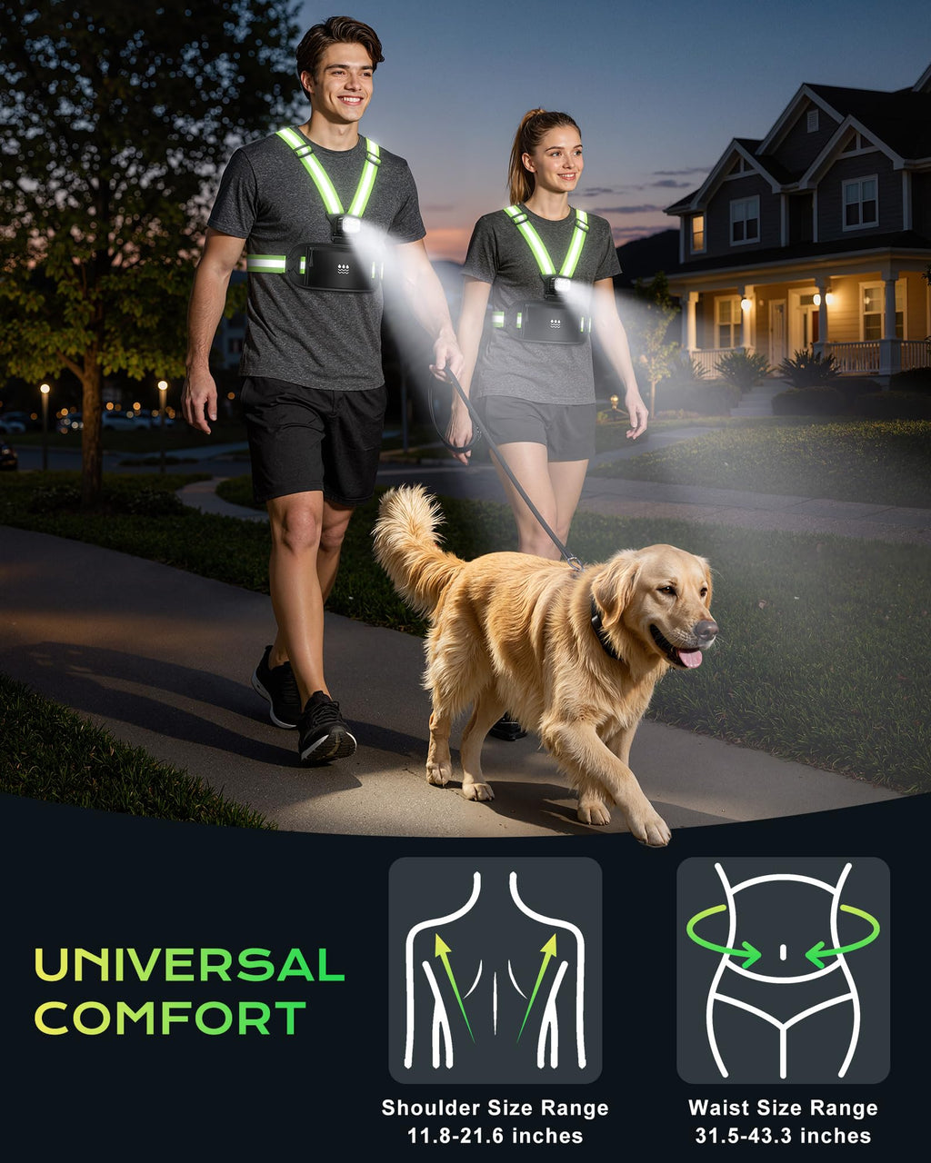 Viccux 500LM & 360° Visibility Running Lights for Runners with Waist Pack