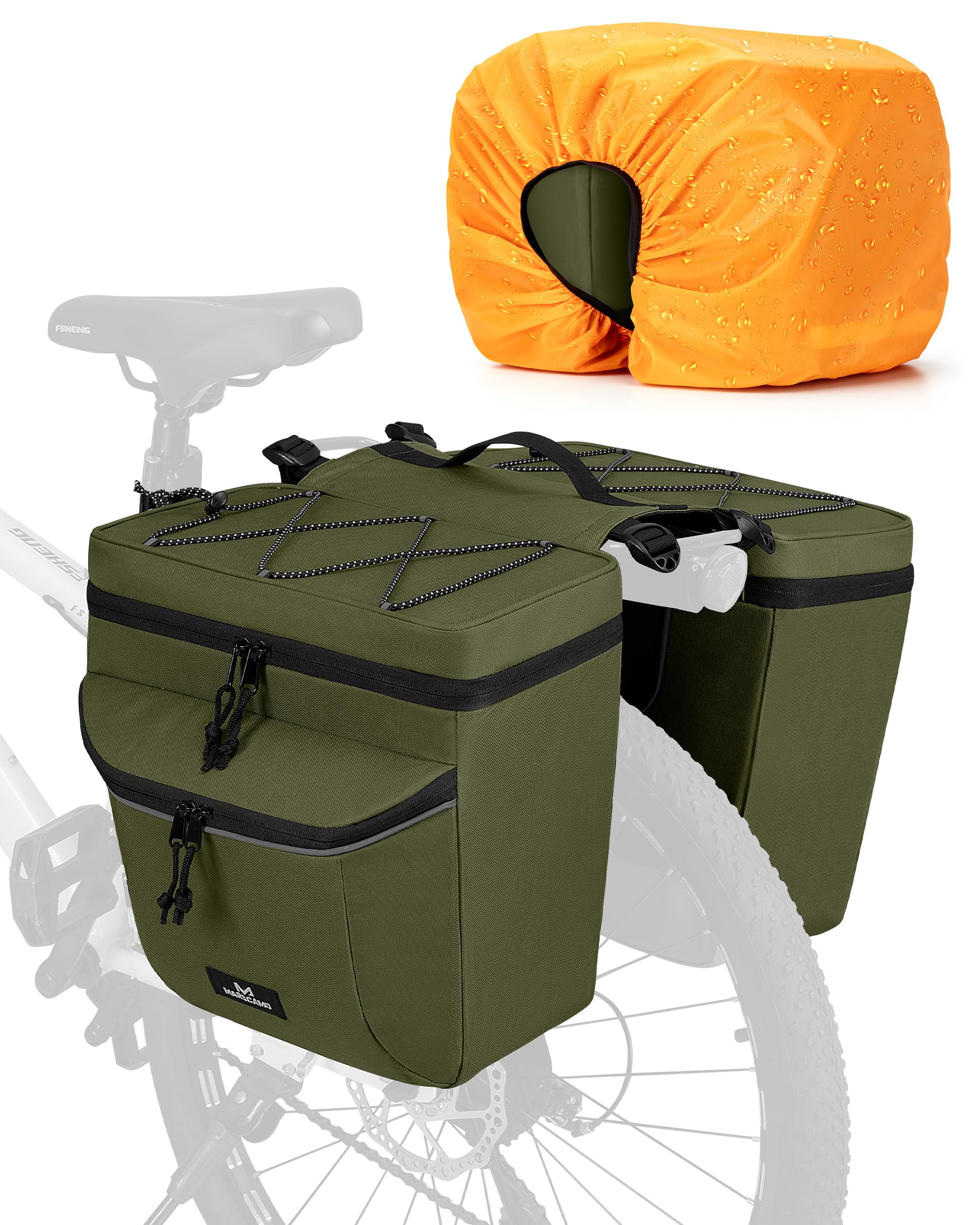 Marscamd Bike Panniers with Rain Cover, 35L Rear Rack Bike Bag